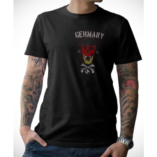 2019 Cheap Crew Neck Men Top Tee T-Shirt Deutschland Skull Mens German Skull Deadhead 2019 Football Fan Streetwear Tees