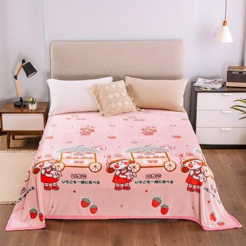 Strawberry Soft Warm Coral Fleece Blanket Sheet Bedspread Sofa Light Thin Mechanical Wash Flannel Blankets SSXML