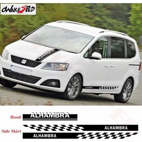 Car Bonnet Stripes Stickers Auto Styling Body Sport Door Sticker Side Skirt Vinyl Decals For-Seat Alhambra Exterior Accessories