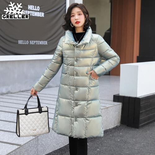 GRELLER New Elegant High Quality Winter Clothes Women Fashion Stand Callor Jacket Coat Winter Women Warm Casual Long Parkas