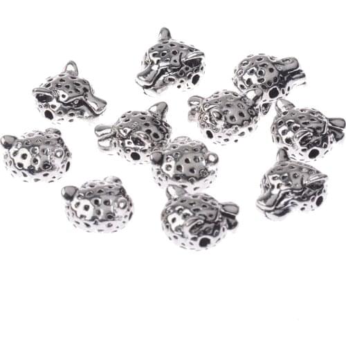 Wholesale Animal Head Lion Leopard Charm Beads For Bracelets Accessories Necklace Spacer Bead Jewelry Making Set Handmade Kralen