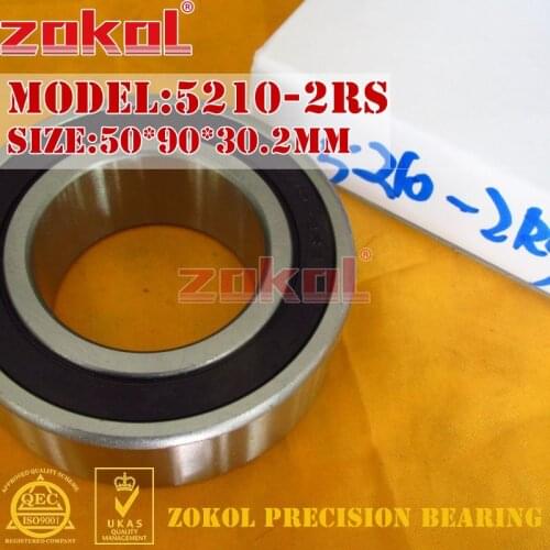ZOKOL bearing 5210 2RS 3210 2RZ (3056210) Axial Angular Contact Ball Bearing 50*90*30.2mm