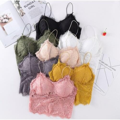 Sexy Lace Beauty Back Bras Underwear Fine Shoulder Strap No Rims Gathering Elasticity Brassiere Womens Underwear Vest Tops