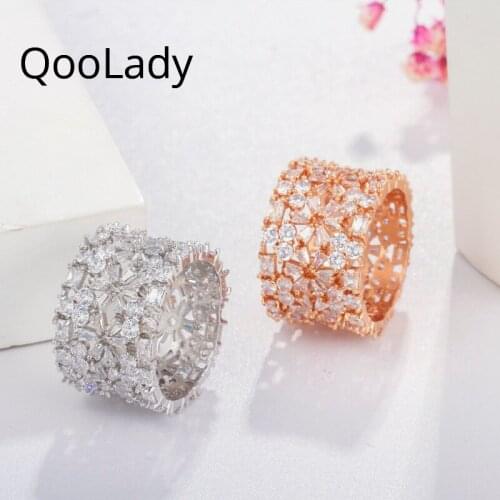 QooLady Rings With Cubic Zirkonia For Women