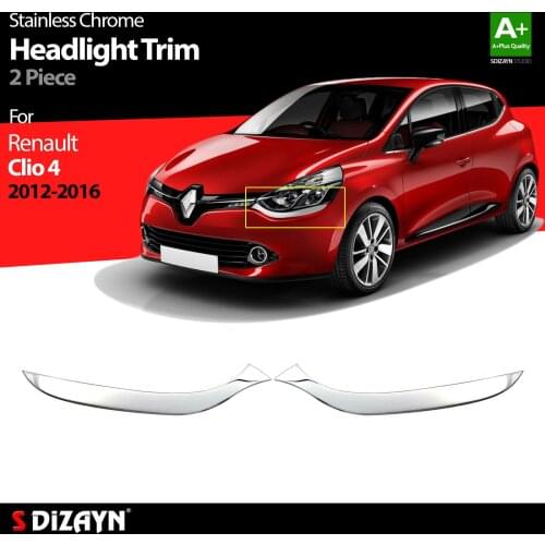 For Clio 4 Chrome Headlight Lower Trim Cover Stainless Steel 2 Pcs. Exterior Car Accessories Parts Auto Products Stickers