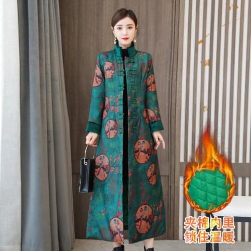 Film tangzhuang quilted thickening warm wind Chinese style Chinese female winter outfit female cotton-padded jacket cheongsam mo