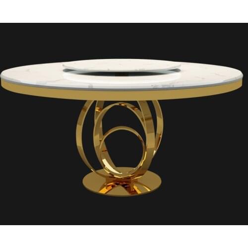 Post modern light luxury stainless steel round simple marble dining table chair combination designer creative dining table