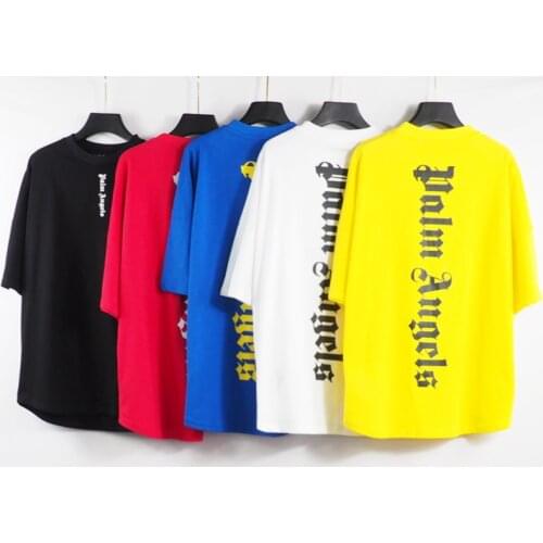 Palm Angels 21SS Letter Logo PA Loose Casual Round Neck Short Sleeve T-shirt MenWomen Lovers Couple Style T-shirt 2063