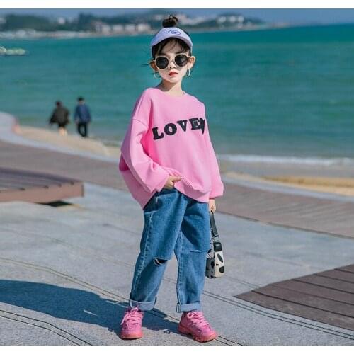 Girls' Hoodies Sweatshirts Babys Kids Outwear 2021 New Spring Autumn Top Teenagers Pullover Formal Sport Cotton Childrens Clot