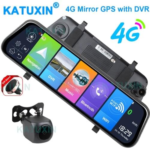 KATUXIN 10" Touch 4G ADAS Android 8.1 Dash Cam GPS Navigation WIFI Bluetooth Streaming Media Rear View Mirror DVR Recorder T991