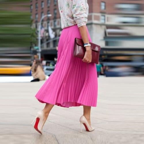 European Street Style Women Skirts A Line Tea Length Pleated Skirt With Lining Fashion Pleated Chiffon Skirt Custom Casual Skirt
