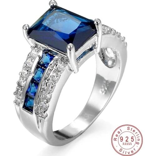 2019 Hot Sale 100% Genuine Silver With AAA Zircon Rings For Women Girls CZ Crystal Mosaic Jewelry Valentines Gift 6 Colors