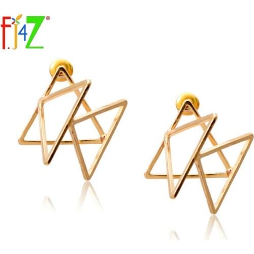 Womens New Earrings Fashion Hollow Copper 3D triangle Small Geo Earring Studs For Woman Brincos Grandes