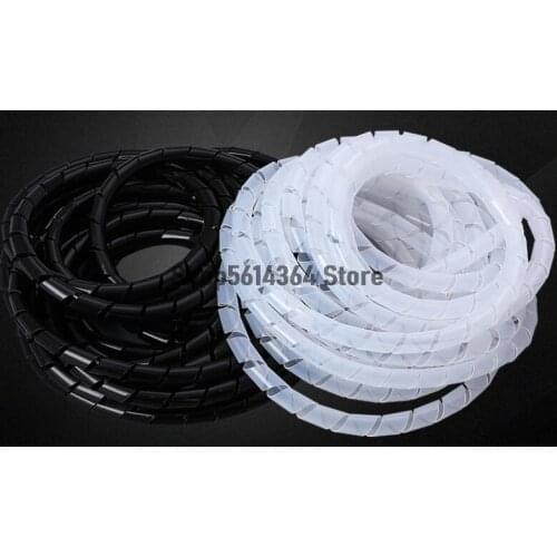 1Pc Black Clear White Wire Cable Tidy Organizer Management Spiral Wrapping bands Protector Diameter 4 6 8 10mm