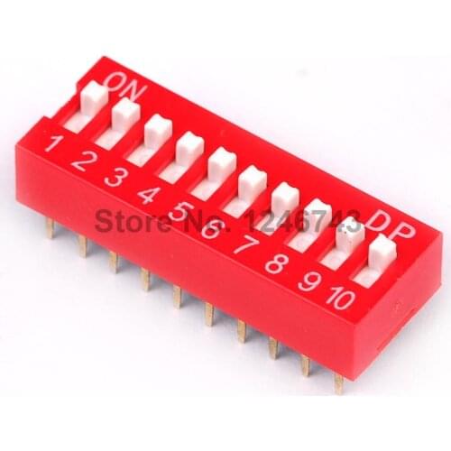 10PCS/Lot 10 Bits Dial Switch Toggle Switch Digital Switch 2.54MM DIP