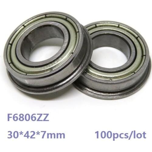 100pcs/lot F6806ZZ F6806 ZZ Flange Ball Bearing 30*42*7mm Thin Wall Deep Groove Ball bearing Double metal cover 30×42×7mm