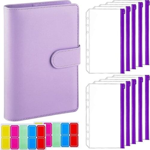 12-Piece A6 Binder Pocket with Notebook Cover, PU Leather Binder Cover, Bill Management, Card Storage