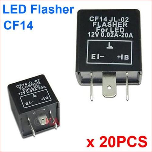 20PCS CF14 JL-02 LED Flasher 3 Pin Electronic Relay Module Fix LED SMD Turn Signal Light Error Flashing Blinker 12V 0.02A TO 20A