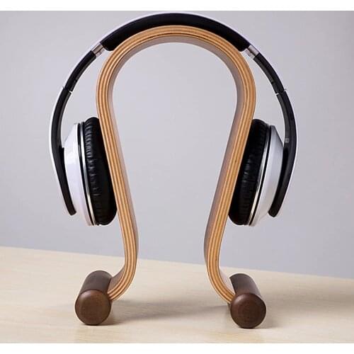 2021 Wooden Headphone Stand U Shape Headphone Holder Classic Walnut Finish Headset Stand Hanger for Home Office Studio Bedroom