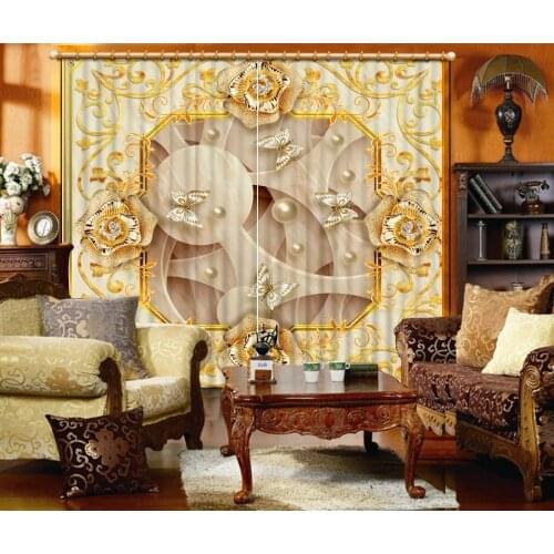 3d curtains Custom any size Abstract butterfly flowers marble Luxury European Modern home bedroom decoration