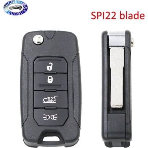 4 Button Replacement Flip Remote Key Shell Case Fob for Jeep Renegade 2015 -2018 With SPI22 Blade