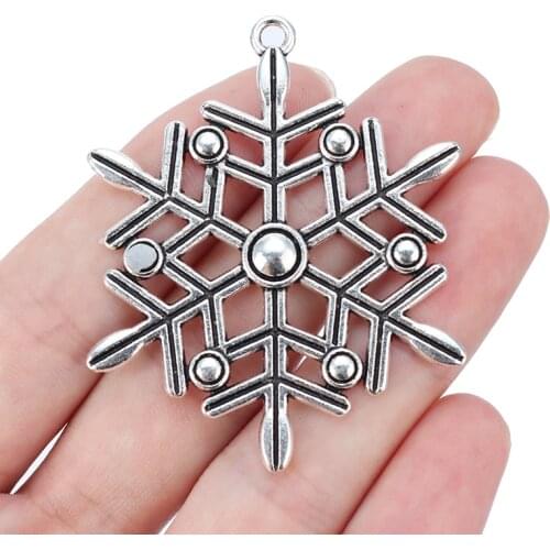 6 x Tibetan Silver Large Snowflake Charms Pendants for Necklace Jewelry Making Accessories 58x47mm