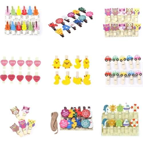 8-50pcs Mini Owl Wooden Photo Paper Peg Pin Decorative Clothespins With Rope Home Organization Crafts Wooden Postcard Pegs Clips