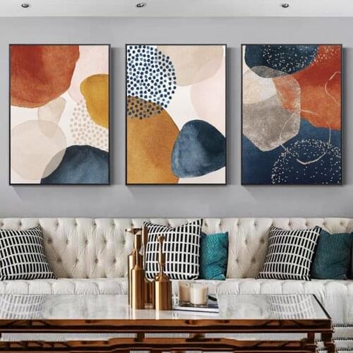 Abstract Geometric Line Morandi Orange Watercolor Wall Poster Print Nordic Canvas Painting Art Pictures Living Room Home Decor