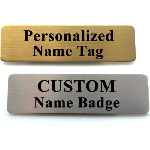 70*20MM Customizable Brooches Pin Personalized Engraved Your Text Logo Business ID Plate Steel Metal Tag Customized Name Badges