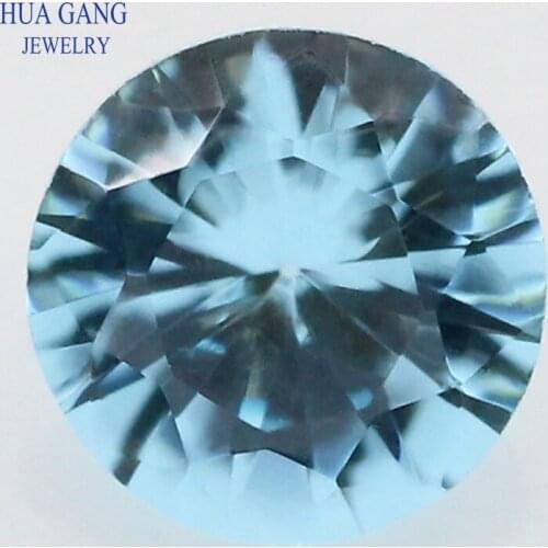 Crystal Zirconium Stone Round Aqua Blue Brilliant Cut Loose Stones Synthetic Gems Beads For Jewelry Free shipping AAAAA