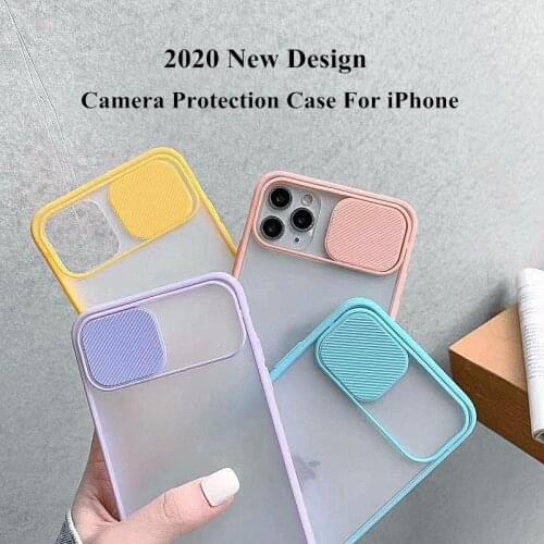 Slide Lens Window Phone Case For iPhone 11 12 Pro Max Soft TPU Case for iphone 7 8 Plus XS Max XR X SE 2020 Phone Cover Cases