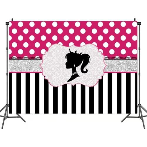 Black White Striped Sweet 15 16 Girl Dance Party Backdrops Quinceanera Prom Celebration Photographic Background For Art Photo