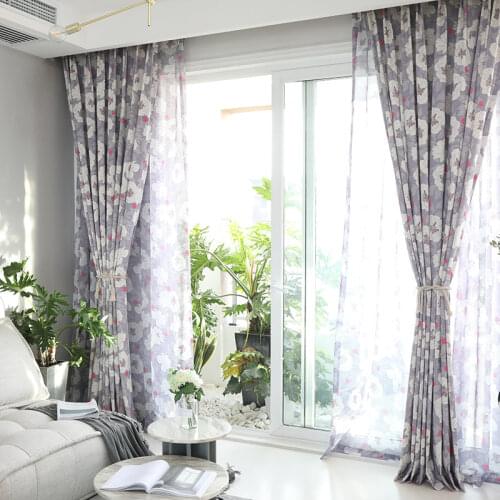 Flowers] curtains for Living Room Bedroom Modern Garden Chinese Curtains Cotton Printing Curtain Window Screen Fabric