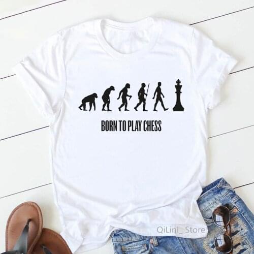 Funny Born To Play Chess T Shirts Summer Top Female T-Shirt Graphic Tees Women Chess Lover Gift/Present Students Casual Clothes