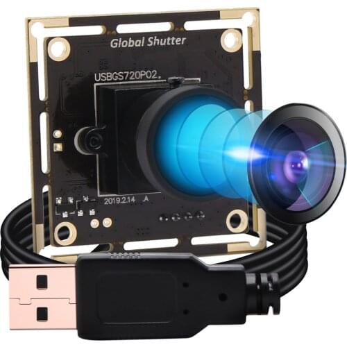 Global Shutter High Speed 60fps 720P 1MP Webcam Wide Angle UVC Plug Play Black /White Monochrome Sensor USB Camera Module