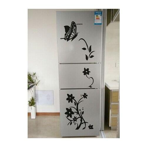 Refrigerator Black Sticker Butterfly Pattern Wall Stickers Home Decoration Kitchen Wall Art Mural Decor