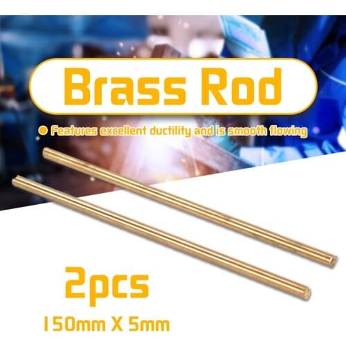 2pcs 150mm X 5mm Brass Rods Bar Hardware Solid Round Rods Wires Sticks Gold for Repair Welding Brazing Soldering