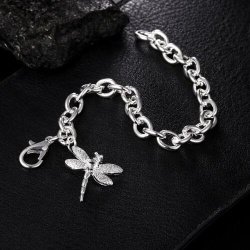 Hot Zircon dragonfly pendant chain 925 sterling silver Bracelet for woman jewelry Wedding party Popular brands Holiday gifts