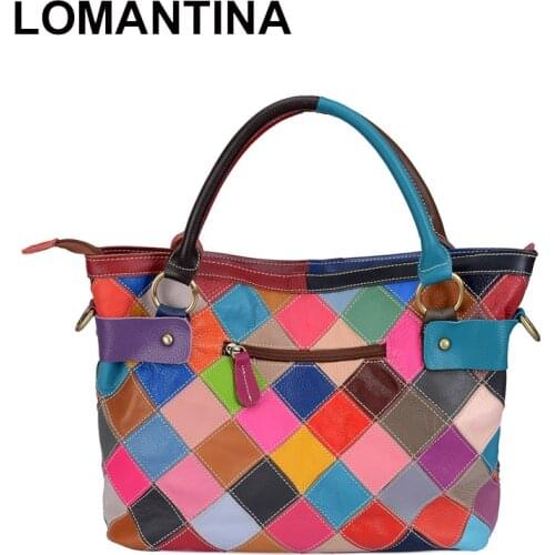 LOMANTINA Real Leather Handbags Big Women Bag High Quality Casual Female Bags Tote Behemian Shoulder Bag Ladies Large Bolsos