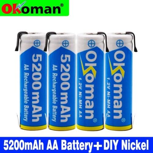 Ni-Mh 1.2V Rechargeable AA Battery 5200mah nimh Cell Green Shell With Welding Tabs For Philips Electric Shaver