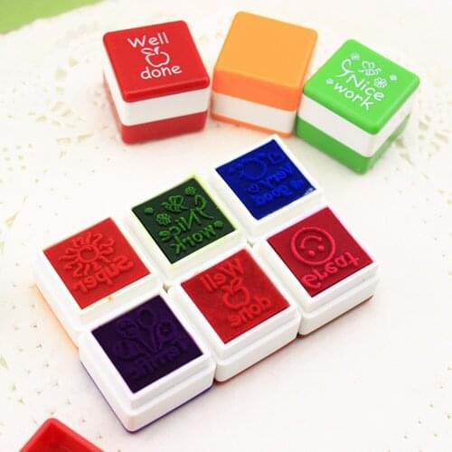 Cute 6Pcs/lot English Teacher Homework Encourage Reviews Clear Stamp Best For scrapbooking,Kid Cartoon Wood Stamp Toy
