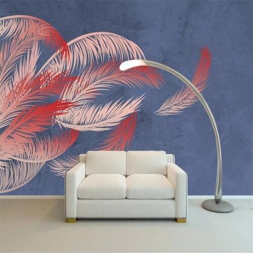 Milofi custom 3D wallpaper mural feather blue texture living room bedroom background wall decoration painting wallpaper