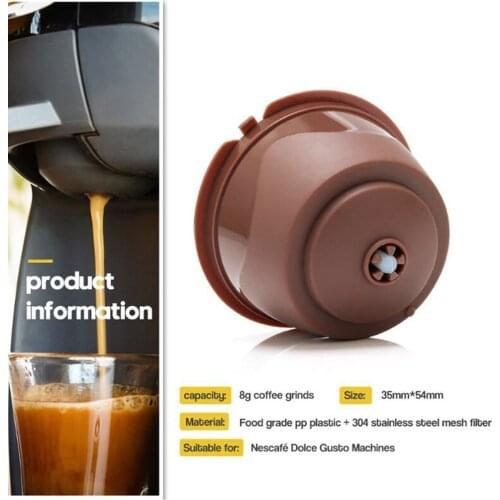 Reusable Coffee Capsule Pod Filter Cups Set With Spoon Brush Eco Friendly Stainless Steel Mesh Filter Suitable For Dolce Gusto