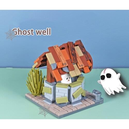 MOC DIY Ghost Well Small Building Block Suburban Scene Street View Halloween Kids Toys Gift