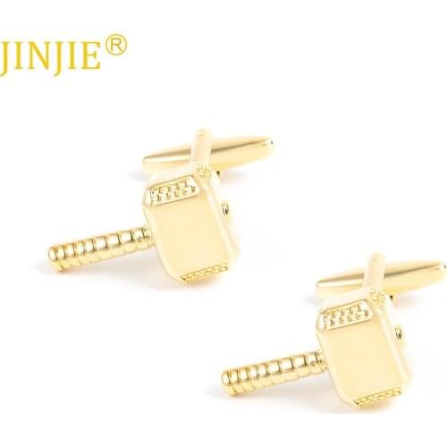 Gold Hammer Shape Cufflinks Wholesale Mens French Shirt Sleeves Glossy Plain Metal Cufflinks Men Accessories Square