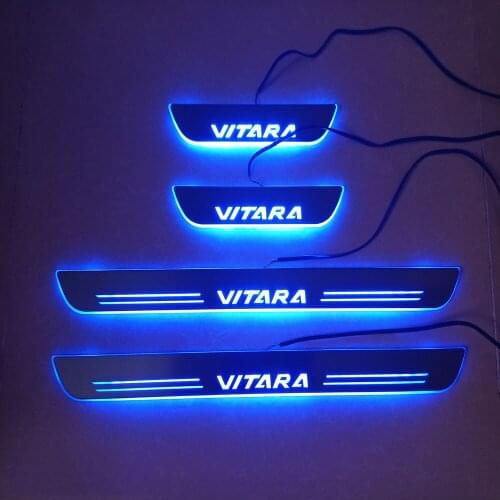 4pcs moving led lights pedal scuff plate threshould door sill for SUZUKI VITARA 2015-2018 exterior Accessories car accessories