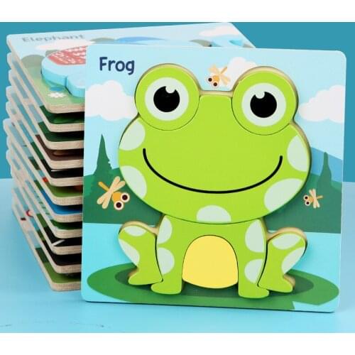 3D Baby Wooden Toy Exercise Hands-On Ability Puzzle Cartoon Animals Do Handmade DIY Montessori Early Childhood Education Gift