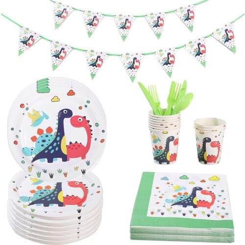 81pcs/lot Dinosaur anniversaire party disposable party tableware paper plate cup for kid birthday party decor party supplies