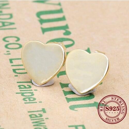 Original 925 Sterling Silver Heart-shaped Earrings Simple Versatile Mini Heart-shaped Earrings Gold-plated Earring Gift