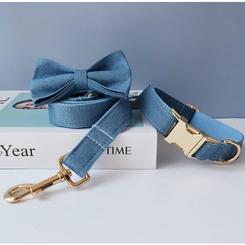 Free engrave bow dog collar labrador bull bowknot pet collar leash straps adjustable buckle accessories french bulldog harness